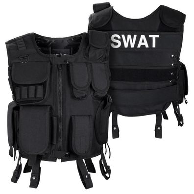 Black Snake® SWAT Einsatzweste taktische Weste schwarz Paintball Softair Gotscha