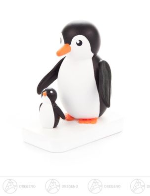 Miniatur Pinguin Mutter mit Kind BxHxT 3,5 cmx4,5 cmx2 cm NEU Erzgebirge