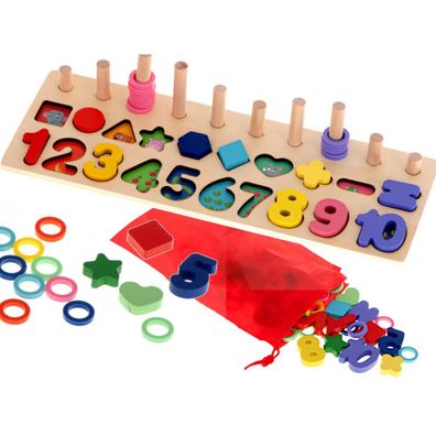 Montessori Holz Zahlensortierer 3in1 13x36cm