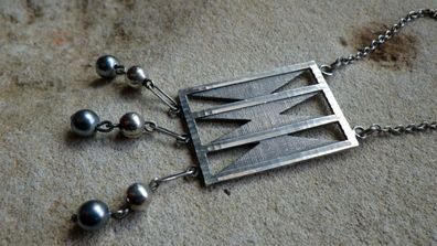 Collier Art Deco um 1930 Handarbeit Silber 900 signiert JB