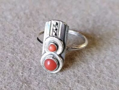 Art Deco Ring Silber 800 Koralle