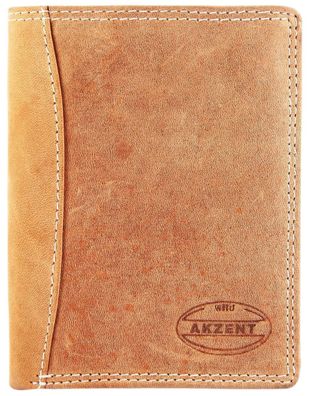 Akzent 3000179-003 Herren Geldbörse aus Echtleder Format 9 x 12 cm RFID Braun