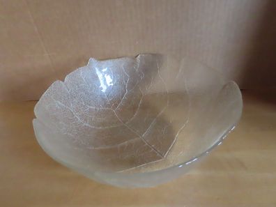 Glasschale Obstschale Salatschüssel Relief Blattform ca.10 cm hoch/ Arcoroc