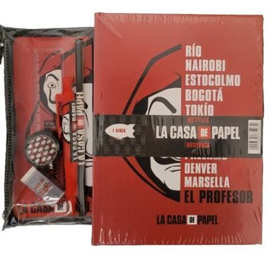 La Casa De Papel Notizbuch inkl Sticker Lineal Kugelschreiber Bleistift Etc