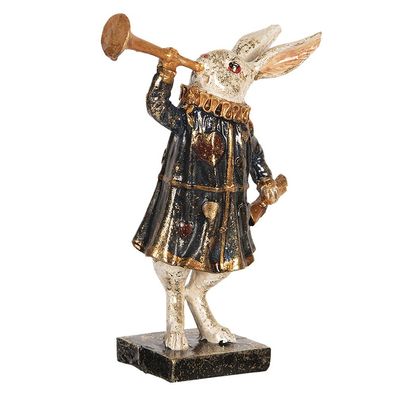 Clayre & Eef Figur Kaninchen 8x4x12 cm Schwarz Weiß Polyresin (Gr. 8x4x12 cm)