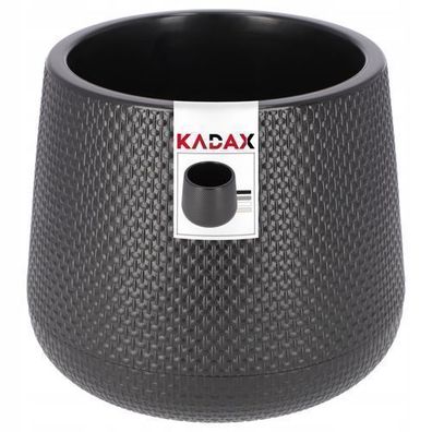 KADAX Blumentopf mit Untersetzer im Set, Pflanzentopf, oval, 17 cm, Schwarz