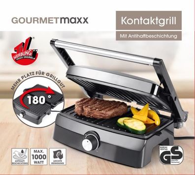 Gourmetmaxx Kontaktgrill mit Antihaftbeschichtung, 1000 Watt, stufenlos einstellbar,