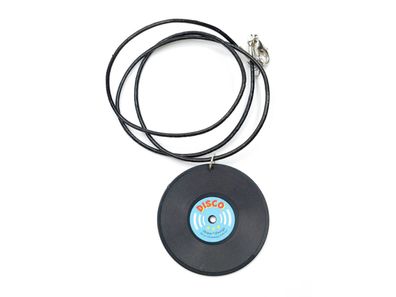 Schallplatte Kette Miniblings Anhänger Halskette Musiker Musik schwarz blau 40mm