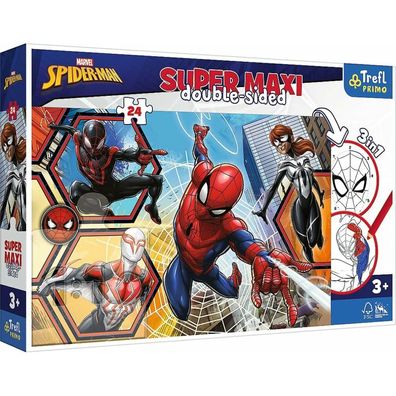 TREFL Doppelseitiges Puzzle Spiderman geht in Aktion SUPER MAXI 24 Teile