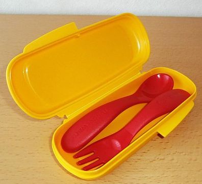 Tupperware® * * Kinderbesteck mit Box * * Gabel + Löffel - ROT