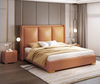 Bett Orange Schlafzimmer Design Möbel Moderne Luxus Betten Bettgestell Samt Neu