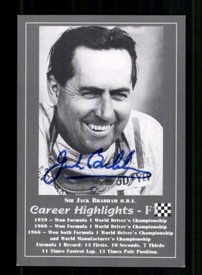 Jack Brabham 1926-2014 3x Formel 1 Weltmeister Original Signiert + A 237235