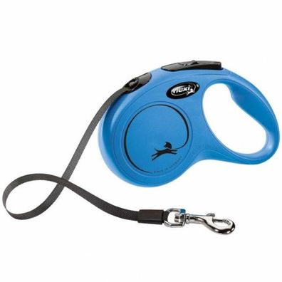 FLEXI Rollleine New Classic Gurt - 5m, bis 15kg - Blau