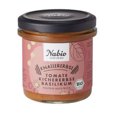 Nabio 6x Nabio Protein-Aufstrich Knallererbse Tomate Kichererbse Basilikum 140g