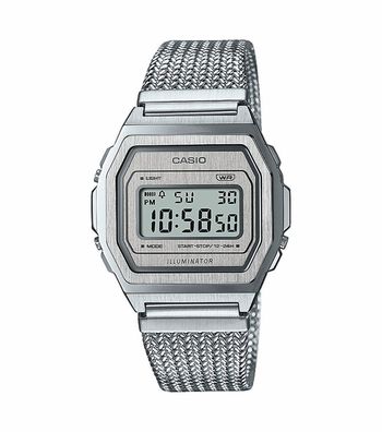 Casio Vintage Klassiker Digitaluhr Mesh Band Edelstahl A1000MA-7EF