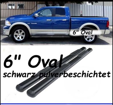 6" oval Einstiegsrohre schwarz Dodge Ram 1500 5. Gen Crew Cab