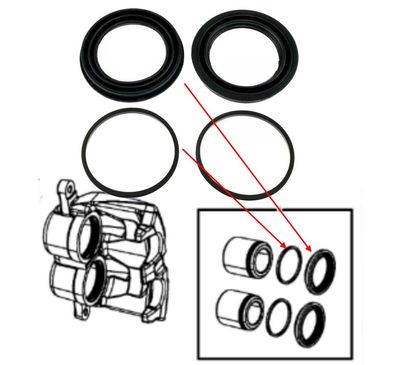 vorne Bremssattel Reparatursatz Dodge Ram 1500 Bj:13-23 (Dichtringe)