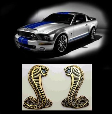 Emblem Kotflügel Shelby Cobra Snake gold Paar