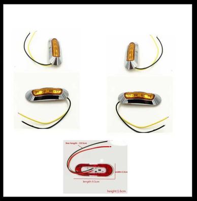 LED Begrenzungsleuchten 4er Set (mit Chromsockel / orange ) 95x32mm