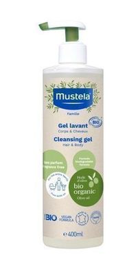 Mustela BIO Reinigungs- und Pflegegel fér Babys, 400 ml - Vegan & Parabenfrei, Sanfte