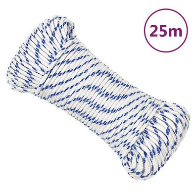 vidaXL Bootsseil Weiß 4 mm 25 m Polypropylen