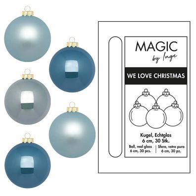 Weihnachtskugeln 30 Stk 6cm Elysian Blue Inge-Glas