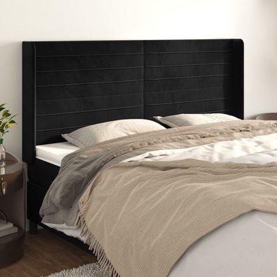 vidaXL Kopfteil mit Ohren Schwarz 163x16x118/128 cm Samt