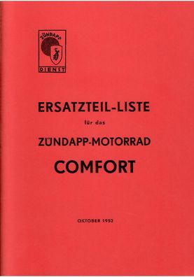 Ersatzteilliste Zündapp Motorrad Comfort, Oldtimer