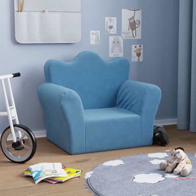 vidaXL Kindersofa Blau Weich Plüsch