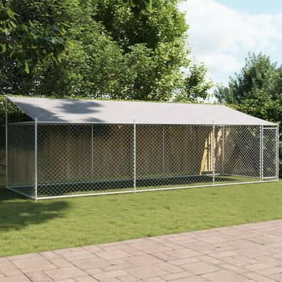 vidaXL Hundezwinger mit Dach und Tür Grau 6x2x2 m Verzinkter Stahl