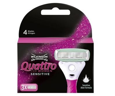 Wilkinson Quattro für Frauen Sensible Klingen, 3er-Pack