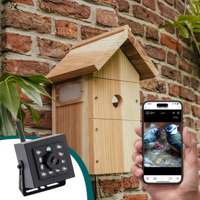 Gardenature Vogelhaus Vogelkasten mit WIFI KAMERA 4MP