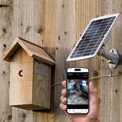 Gardenature Vogelhaus Vogelkasten mit WIFI Kaera 4MP und SOLAR