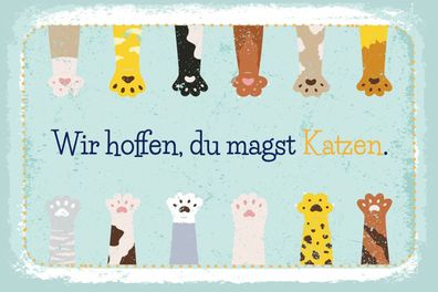 vianmo Holzschild 18x12cm Katze Wir Hoffen Du Magst Katzen Deko Geschenk