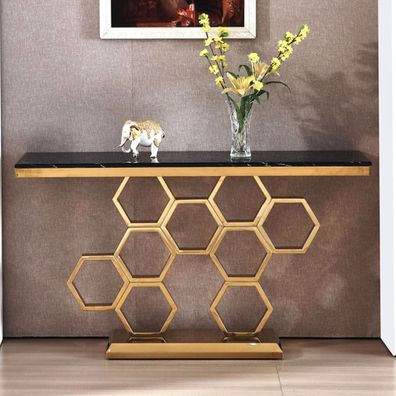 Konsolentisch Edelstahl Gold Wohnzimmer Möbel Konsolen 140Cm Neu