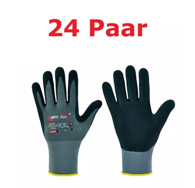 24 Paar Optiflex Optimate Arbeitshandschuhe Montagehandschuhe Nitril Gr. 8 - 11