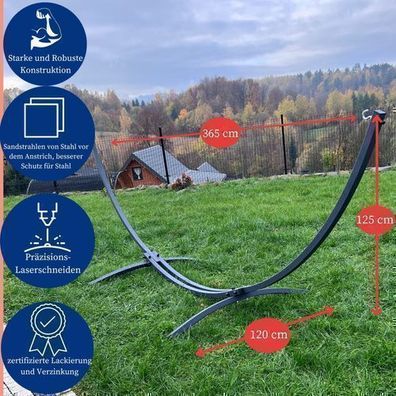 Potenza Gestell Outdoor Hängemattengestell XXL 350cm, 220kg I Rahmen aus Stahl