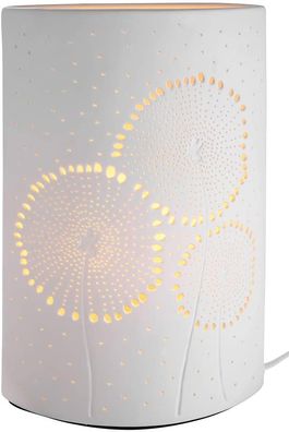 Gilde Lampe Ellipse "Pusteblume" weiß, einseitig geprickelt Fassung E14, max