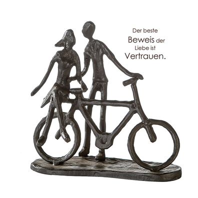 Casablanca Design Skulptur "Pair on Bike" brüniert Breite15cm aus Eisen 74610
