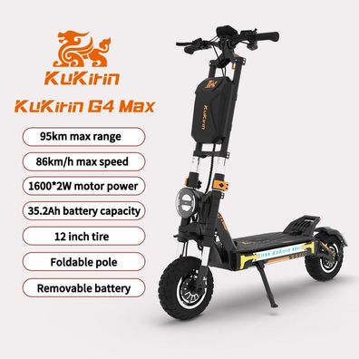 KuKirin G4 MAX Off Road Elektroroller, 86 km/h Höchstgeschwindigkeit,1600 * 2W motor