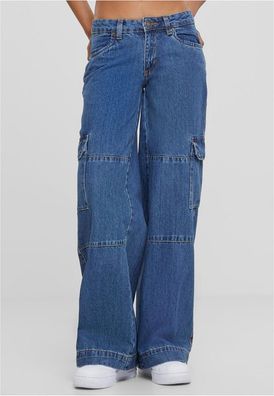 Urban Classics Damen Jeans Ladies Low Waist Cargo Denim