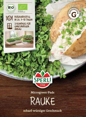 Sperli MicroGreen Garden Bio-Rucola, 3 Stück Nachfüllpads, Geschmack: