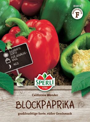 Paprika California Wonder, großfruchtige Sorte mit süßem Geschmack, ideal zum