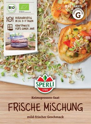 BIO Keimsprossen-Saat Frische Mischung, Geschmack: mild-frisch, Inhalt: 40 Gramm