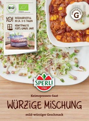 BIO Keimsprossen-Saat Würzige Mischung, Geschmack: mild-würzig, (Mungbohnen,