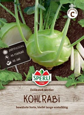 Kohlrabi Delikateß weißer, zartfleischig, bewährte Sorte, lange erntefähig,