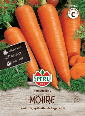 Möhre Rote Riesen 2, ltbewährt, spätreifende Lagersorte, Saatgut von Sperli