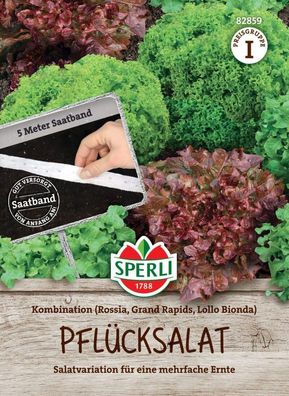 Pflücksalat Kombination, 5 m Saatband, Salatvariation für mehrfache Ernte,