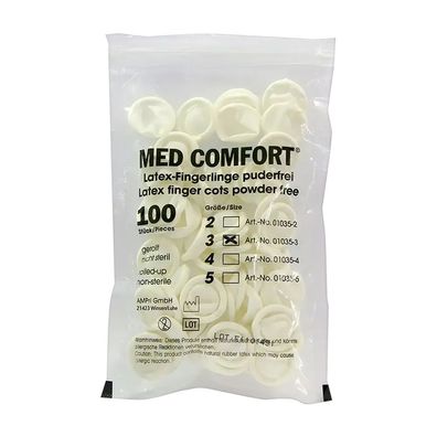 Latex - Fingerlinge, gerollt, Beutel á 100 St., Size 3 (Medium) | Beutel (100 Stück)