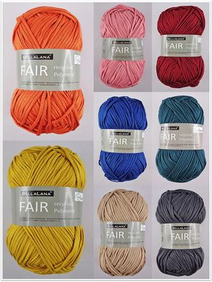 100g BellaLana Fair recycled Polyester Garn Wolle Stricken Häkeln GP 39,90€/1kg